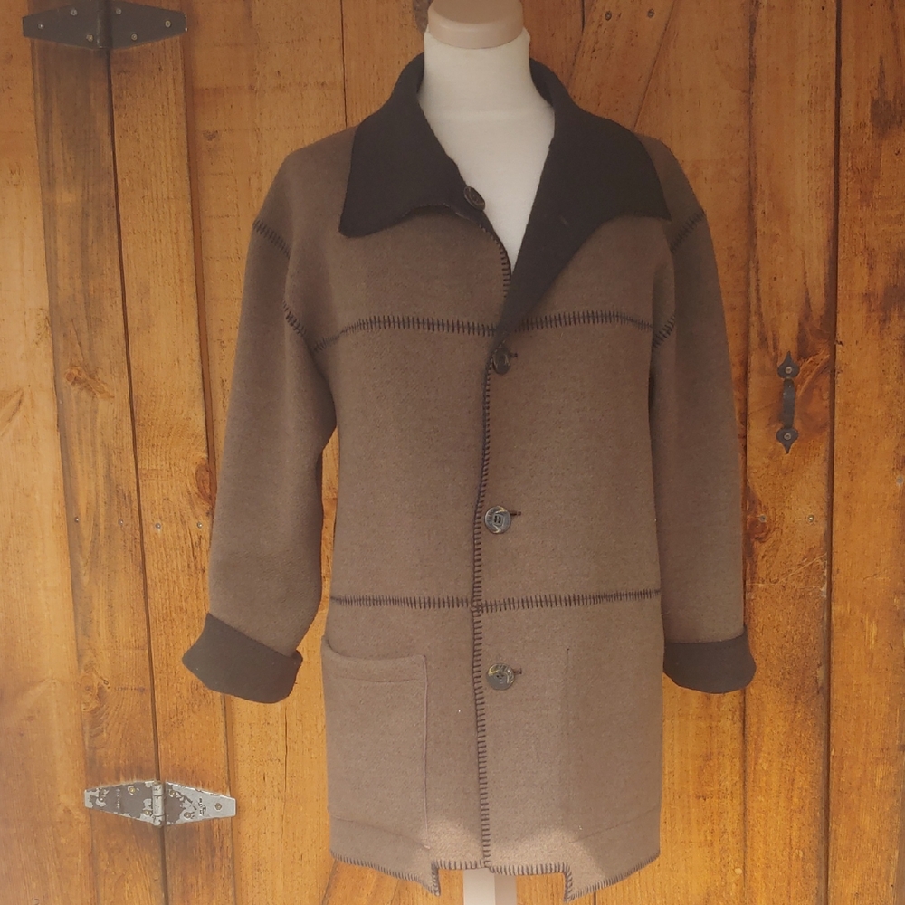 Classic Women's Brown Coat with Dark Collar